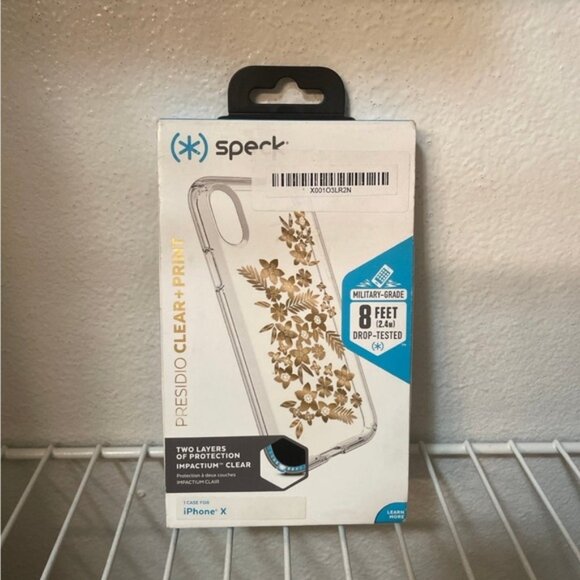 Speck iPhone Case for iPhone X Gold Flowers Clear BRAND NEW - Picture 1 of 3